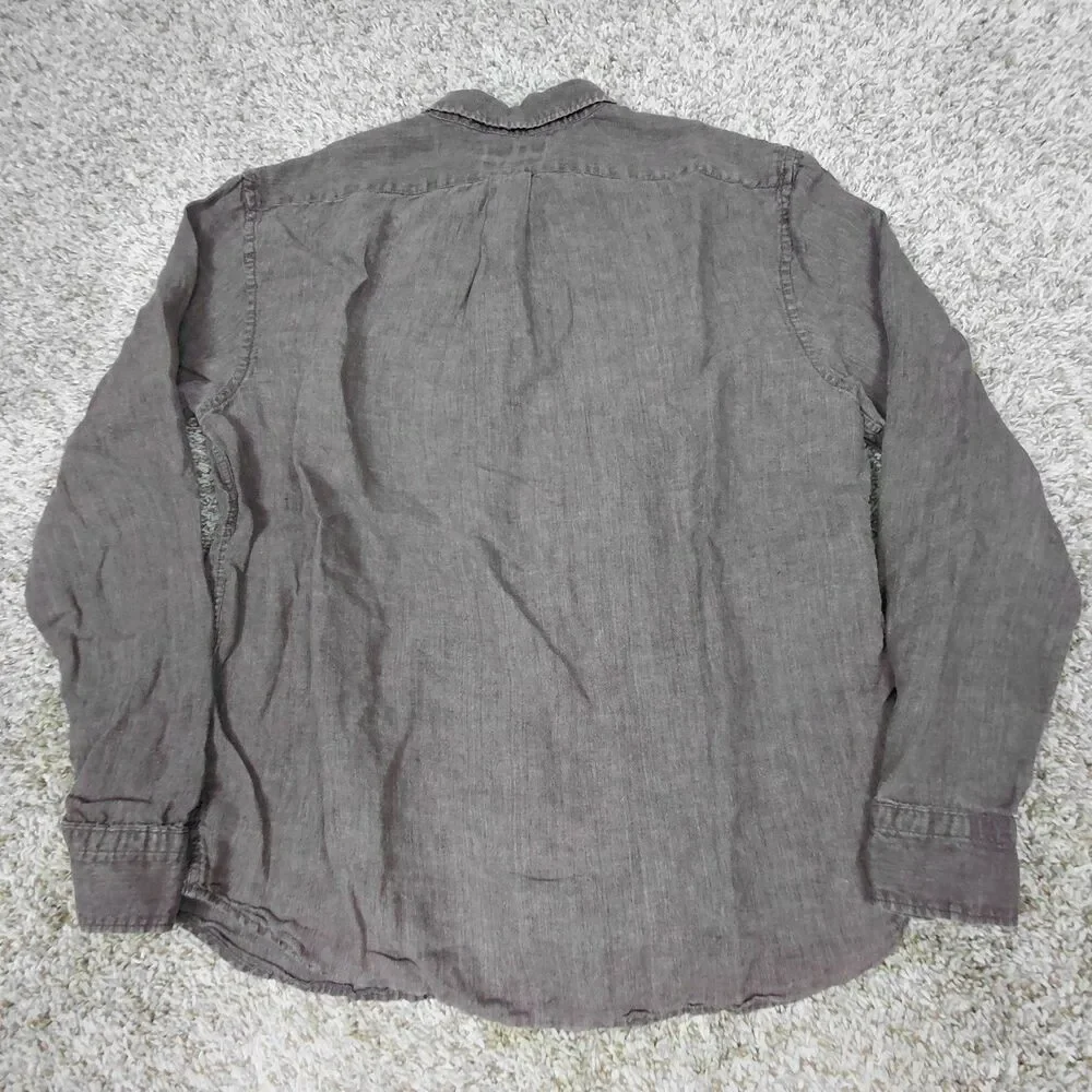 Banana Republic 100% Linen Button Up Shirt Mens Large Dark Burgundy Standard Fit